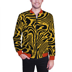 Бомбер мужской Имитация шкуры тигра - паттерн, цвет: 3D-красный — фото 2