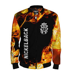 Бомбер мужской Nickelback и пылающий огонь, цвет: 3D-черный
