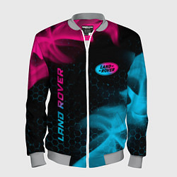 Бомбер мужской Land Rover - neon gradient: символ и надпись верти, цвет: 3D-меланж