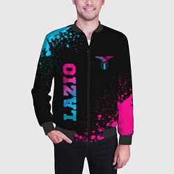 Бомбер мужской Lazio - neon gradient: символ и надпись вертикальн, цвет: 3D-черный — фото 2