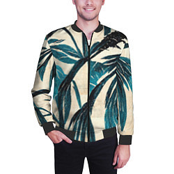 Бомбер мужской Винтажные пальмы, цвет: 3D-черный — фото 2
