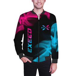 Бомбер мужской Exeed - neon gradient: символ и надпись вертикальн, цвет: 3D-черный — фото 2
