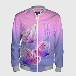 Бомбер мужской BTS красивые бабочки, цвет: 3D-меланж