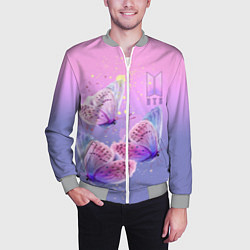 Бомбер мужской BTS красивые бабочки, цвет: 3D-меланж — фото 2