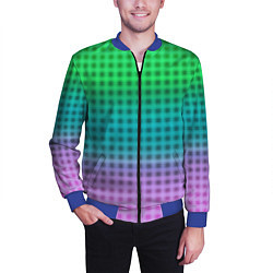 Бомбер мужской Gradient lilac green plaid, цвет: 3D-синий — фото 2