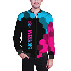 Бомбер мужской Skyrim - neon gradient: по-вертикали, цвет: 3D-черный — фото 2