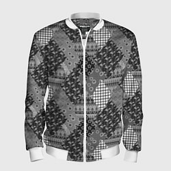 Мужской бомбер Black and White Ethnic Patchwork Pattern