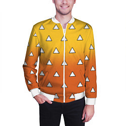 Бомбер мужской Оранжевое кимоно с треугольниками - Зеницу клинок, цвет: 3D-белый — фото 2