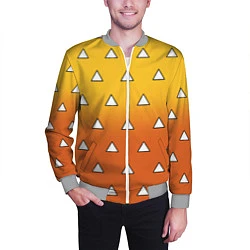 Бомбер мужской Оранжевое кимоно с треугольниками - Зеницу клинок, цвет: 3D-меланж — фото 2