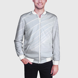 Бомбер мужской Серый фон и белые линии, цвет: 3D-белый — фото 2