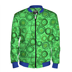 Бомбер мужской Ярко-зеленый неоновый абстрактный узор, цвет: 3D-синий