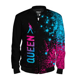 Бомбер мужской Queen - neon gradient: по-вертикали, цвет: 3D-черный