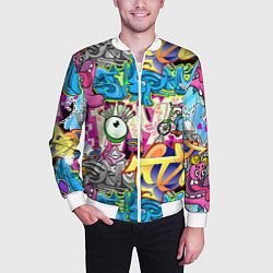 Бомбер мужской Велосипедист и глаз граффити, цвет: 3D-белый — фото 2