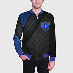Бомбер мужской Черно-синий герб России, цвет: 3D-синий — фото 2