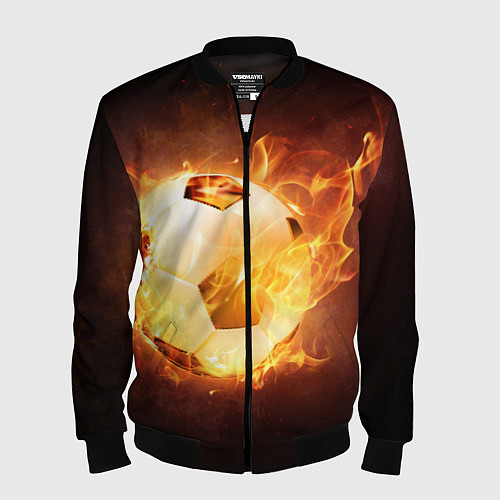 Мужской бомбер Футбольный мяч огонь / 3D-Черный – фото 1