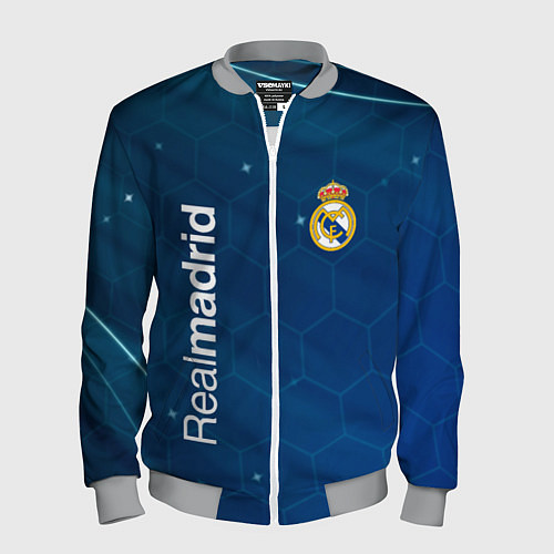 Мужской бомбер Real madrid голубая абстракция / 3D-Меланж – фото 1