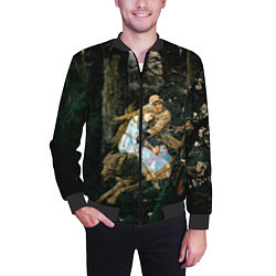 Бомбер мужской Васнецов Иван царевич на Сером Волке, цвет: 3D-черный — фото 2