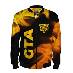 Бомбер мужской GTA - gold gradient: надпись, символ, цвет: 3D-черный