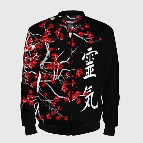 Мужской бомбер Сакура в цвету / 3D-Черный – фото 1