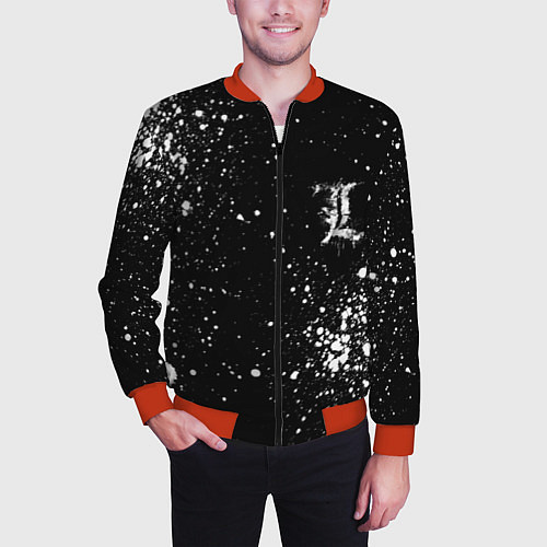 Мужской бомбер Тетрадь смерти брызги / 3D-Красный – фото 3