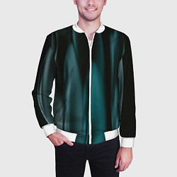 Бомбер мужской Абстрактные волны в темноте, цвет: 3D-белый — фото 2