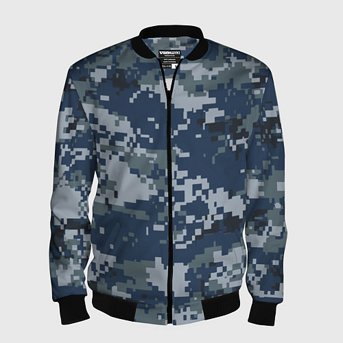 Мужской бомбер Камуфляж Росгвардия цифра / 3D-Черный – фото 1