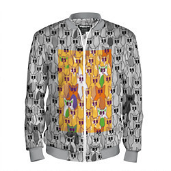 Бомбер мужской Котики в прямоугольнике, цвет: 3D-меланж