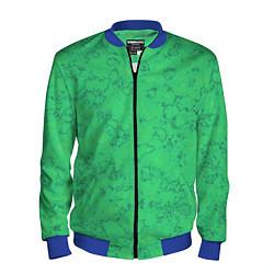 Бомбер мужской Мраморный зеленый яркий узор, цвет: 3D-синий