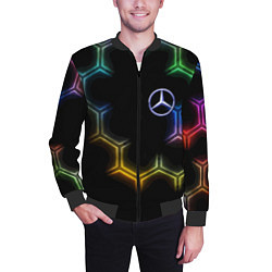 Бомбер мужской Mercedes - neon pattern, цвет: 3D-черный — фото 2