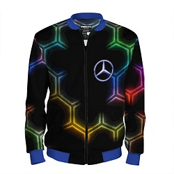 Бомбер мужской Mercedes - neon pattern, цвет: 3D-синий