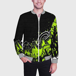 Бомбер мужской Яркое граффити на черной стене, цвет: 3D-меланж — фото 2
