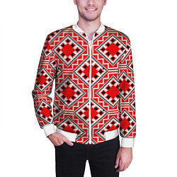 Бомбер мужской Белорусская вышивка - орнамент, цвет: 3D-белый — фото 2