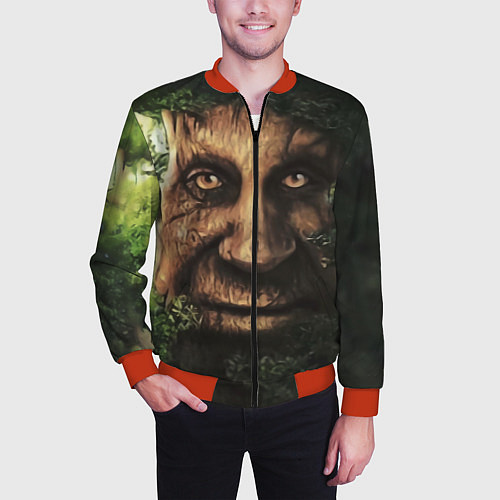 Мужской бомбер Дерево с лицом мем Мудрое дерево / 3D-Красный – фото 3