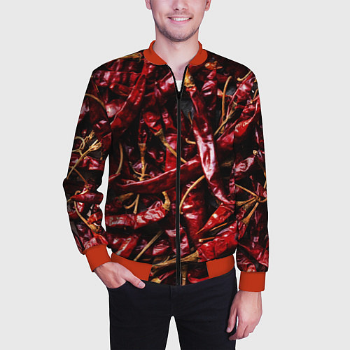 Мужской бомбер Перчики чили / 3D-Красный – фото 3