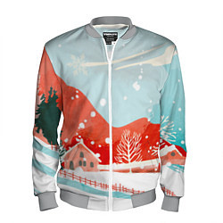 Бомбер мужской Зимние новогодние горы, цвет: 3D-меланж