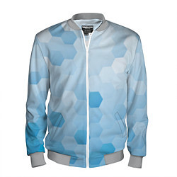 Бомбер мужской Светло-синяя текстура-паттерн, цвет: 3D-меланж