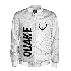Бомбер мужской Quake glitch на светлом фоне: надпись, символ, цвет: 3D-белый