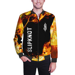 Бомбер мужской Slipknot и пылающий огонь, цвет: 3D-черный — фото 2