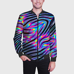 Бомбер мужской Голографические полосы, цвет: 3D-черный — фото 2