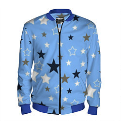 Бомбер мужской Звёзды на голубом фоне, цвет: 3D-синий