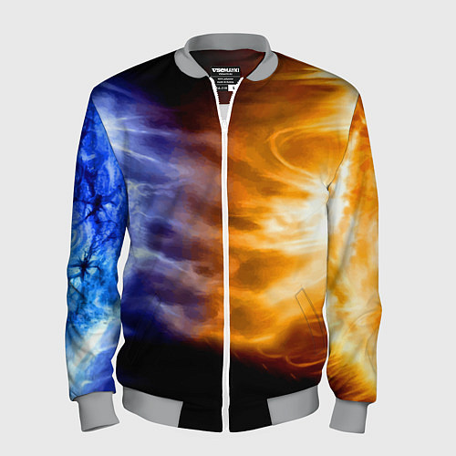 Мужской бомбер Борьба двух стихий - лёд и пламя / 3D-Меланж – фото 1