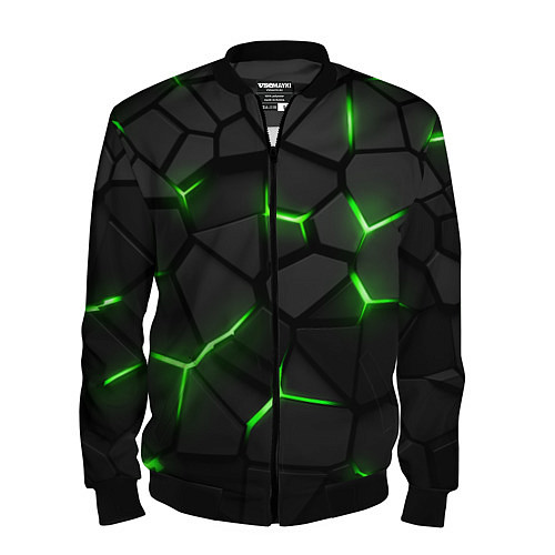 Мужской бомбер Green neon steel / 3D-Черный – фото 1