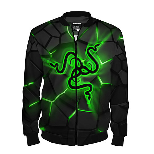 Мужской бомбер Razer neon logo / 3D-Черный – фото 1