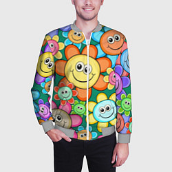 Бомбер мужской Ромашки - смайлы, цвет: 3D-меланж — фото 2