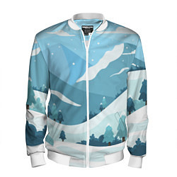 Бомбер мужской Заснеженные горы, цвет: 3D-белый