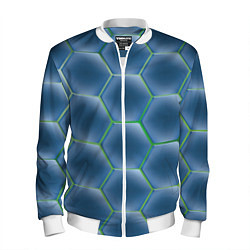 Бомбер мужской Синии шестигранники, цвет: 3D-белый