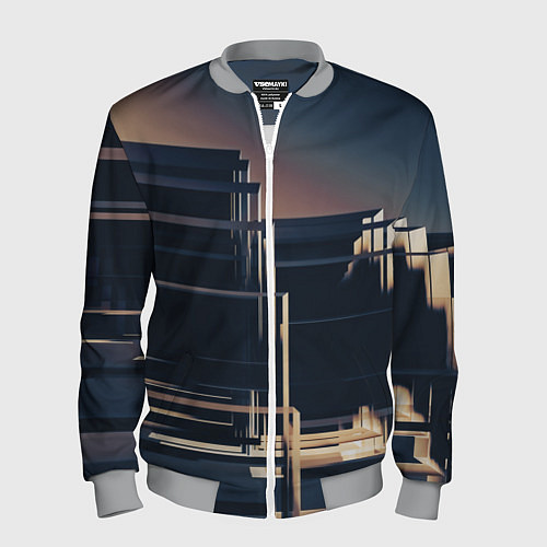 Мужской бомбер Множество стеклянных кубов и фигур / 3D-Меланж – фото 1