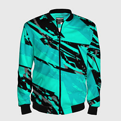 Бомбер мужской Бирюзовая и черная абстракция, цвет: 3D-черный