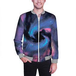 Бомбер мужской Ручная роспись галактики акварелью, цвет: 3D-меланж — фото 2