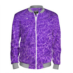 Бомбер мужской Абстрактные фиолетовые волны воды, цвет: 3D-меланж